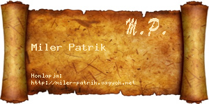 Miler Patrik névjegykártya